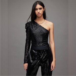 All Saints Black Sequin Top